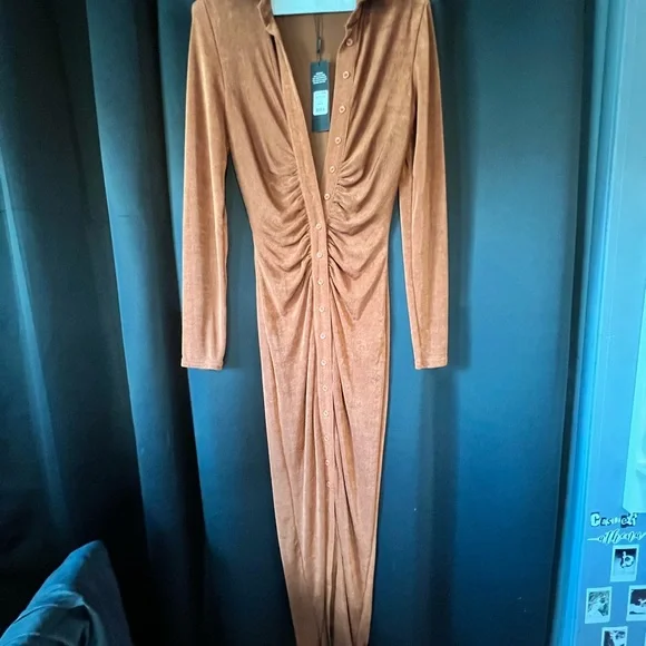 green emerald velvet dress Nova Dress in Burnt Orange | OMNES | Dresses | Sustainable & Affordable  Clothing main image 0